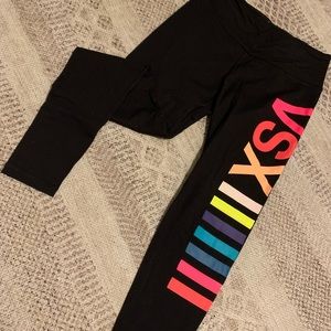 Full length Victoria’s Secret workout active wear pants. Rainbow branding